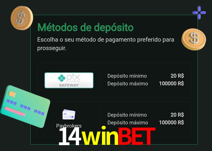O cassino 14winbet oferece uma grande variedade de métodos de pagamento